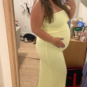 SKIMS Fits Everybody Tube Strapless Fitted Dress in Bright Green/Yellow